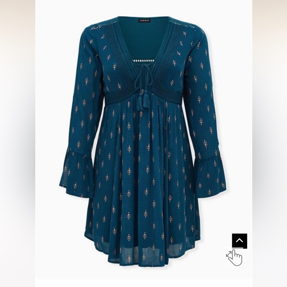 Torrid Mini Gauze Lace-Up Skater Dress - Picture 2 of 4